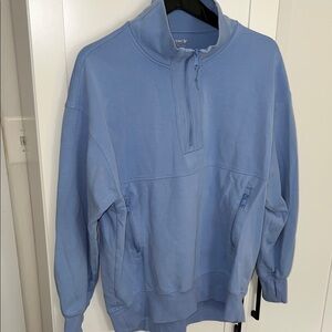 Old Navy women’s oversized Light Blue half Zip  Sweatshirt